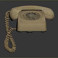 Vintage Beige Rotary Dial Telephone With Curled Cord And Classic Retro Design