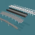 Modern Landscape Bridge With Various Arched Metal And Glass Scenic Designs