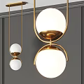 Modern Gold Frame Pendant Lights With White Spherical Shades For Interior Design 3d model