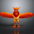 Orange Feathered Mythical Bird With Spread Wings Wearing Red Scarf And Golden Anklets