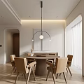 Warm Minimalist Open Concept Living And Dining Room Interior Design With Stone Kitchen Island