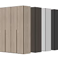 Modern Wooden Wardrobe Design With Long Black Handles And Various Gray Panels