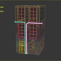 Two Story Brick Building With Windows Wooden Door Green Graffiti And Black External Pipes