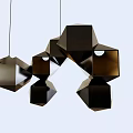 Decorative Modern Black Geometric Chandelier with Multiple Hexagonal Elements Arranged in Curved Shape 3d model