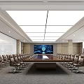 Modern Conference Room Interior With Long Table Leather Chairs And Large Screen 3d model