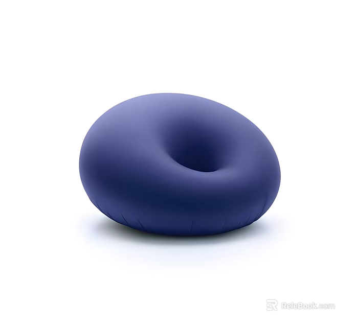 Dark Blue Round Single Chair With Central Hole And Plush Fabric Design 3d model 