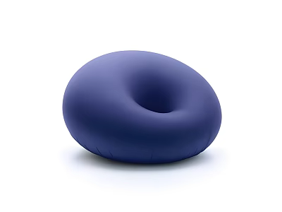 Dark Blue Round Single Chair With Central Hole And Plush Fabric Design 3d model