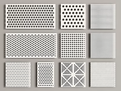 Diverse Perforated Panel Designs With Various Hole Patterns Shapes For Decorative Functional Use 3d model