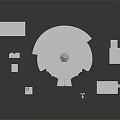 Detailed 3D Rendering of Various Weapon Components and Parts on Reflective Surface