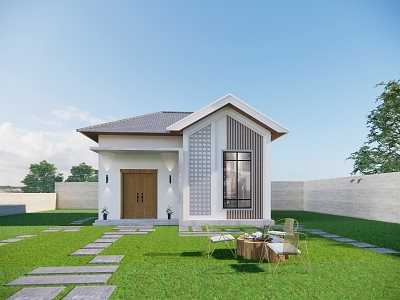 American villa European villa small villa first floor villa courtyard self-built house 3d model