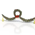 Christmas Themed Home Living Supplies With Wreath Garland Red Bow And Golden Bells