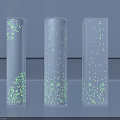 Three Gray Columns With Green Glowing Dots Surface Pattern Design 3d model