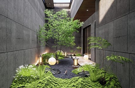 Modern Patio Courtyard View 3d model