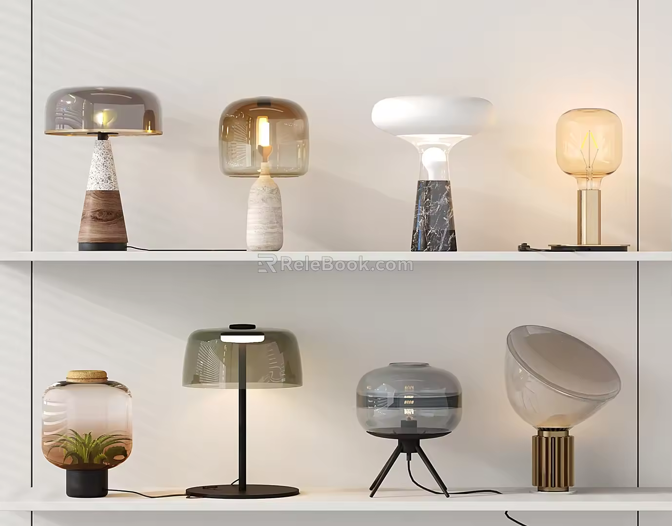 Modern Light Luxury Table Lamp Combination Glass Table Lamp Marble Metal 3d model