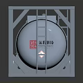 Three Silver Cylindrical Storage Tanks Secured In Metal Frame With Red Labels