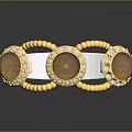 Elegant Gold Ring With Brown Gemstones And Diamond Accents On Silver Band