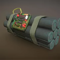 Dangerous Weapon Dynamite Bundle With Green Control Panel Red Buttons And Yellow Handle 3d model
