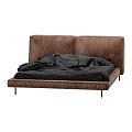 Nordic Simple Leather Double Bed 3d model