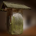 Weathered Wooden Birdhouse Featuring Rustic Aged Roof And Natural Wood Texture Design