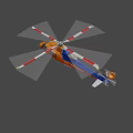 Orange and Blue Ambulance Helicopter with Medical Rescue Design and Rotors