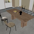 Middle style dining table and chair combination 3d model