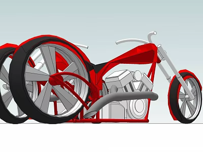 Red Motorcycle Modern Concept Design With Stylish Wheels And Engine Details 3d model