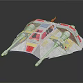 Futuristic 3D Spacecraft Model With White And Red Aerospace Design For Space Exploration
