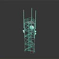 Communication Tower With Steel Structure Red White Frame Antennas Ladder And Signal Equipment