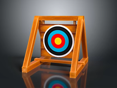 Weapon Training Shooting Practice Wooden Target Stand With Colorful Bullseye 3d model