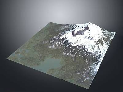 Scenic Natural Landscape with Snowy Mountain and Lush Green Terrain 3d model