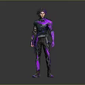 3D Fantasy Character With Purple Glowing Outfit And Dark Hair Design
