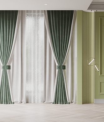 New Chinese Curtain Fabric Curtain 3d model