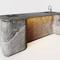 Elegant Modern Kitchen Interior With Marble Countertop Gold Accents And Faucet