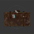 Antique Brown Leather Suitcase With Handwritten Clarence 1943 Tags And Metal Straps
