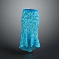 Women's Blue Paisley Print Skirt with Asymmetric Flared Hem and Stylish Design