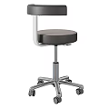 Sleek Gray Office Chair With Round Seat Adjustable Height Metal Base And Wheels