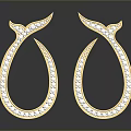 Elegant Gold Fish Tail Shape Earrings Inlaid With White Gemstones Design