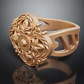 Ornate Gold Ring With Filigree Floral Carving And Intricate Openwork Design