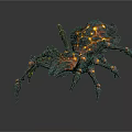 Lava Themed Spiky Armored Spider Game Movie Character with Fiery Features
