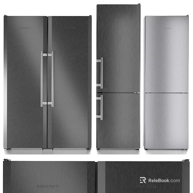 Modern Stainless Steel Refrigerators And Freezers For Home Kitchen Appliances 3d model 