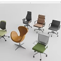 Modern Office Chairs In Various Styles And Multiple Colors For Workspace 3d model