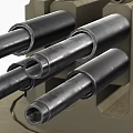 Sand Colored Military Weapon With Multi Barrel Mechanical Structure And Circular Base 3d model