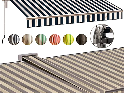 Stylish Striped Awning With Multiple Color Options For Outdoor Home Use 3d model