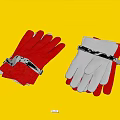 Red and Yellow Gloves With Black Straps Stacked on Gray Surface 3d model