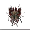Creature with Organs and Hair Featuring Multiple Tentacles Complex Structures and Grotesque Form