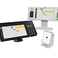 Modern Business Equipment With POS Touchscreen Payment Terminals And Card Reader