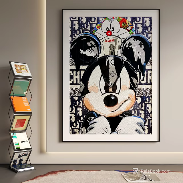 Abstract Pop Art Mickey Mouse Painting As Interior Wall Art 3d model 