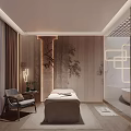 Luxurious Modern SPA Interior With Treatment Bed Bathtub Armchair And Decorative Pillars