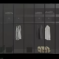Modern Wardrobe with Glass Doors Hanging Clothes Storage Boxes and Suitcase