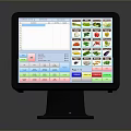 With display computer display LCD computer monitor fish screen curved screen 4 screens 3d model